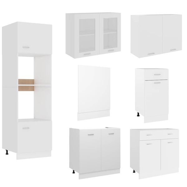 vidaXL Kitchen Cabinet Set White Engineered wood, Glass Large