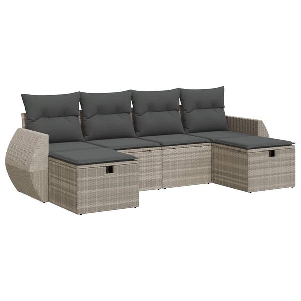 vidaXL Garden Sofa Set Light Grey PE Rattan Modular Garden Sofa Set