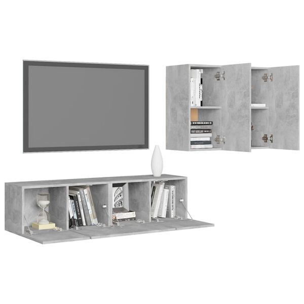 vidaXL 4 Piece TV Stand Set Concrete Gray Engineered Wood