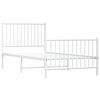 vidaXL Bed Frame White Steel Twin size Bed Frame Rectangular