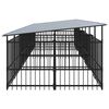 vidaXL Dog Kennel Black Powder-coated steel Large Durable Dog Kennel