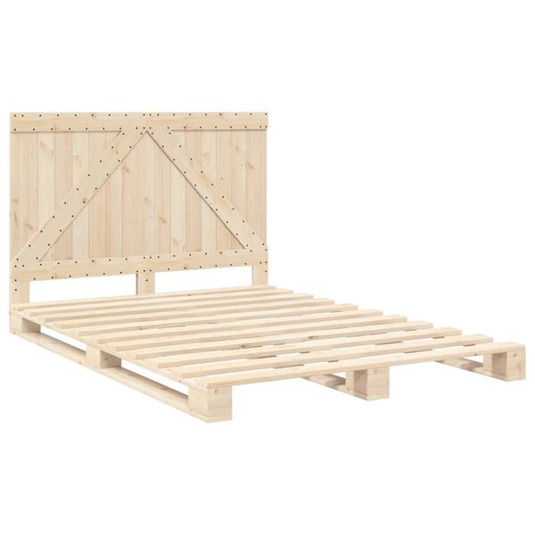 vidaXL Bed Frame Natural Pine Solid Pine wood Full Durable Bed Frame