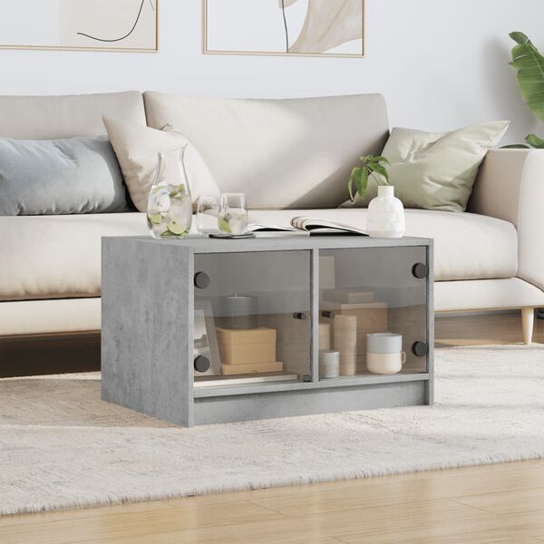 vidaXL Coffee Table Concrete Grey Engineered Wood, Glass Medium