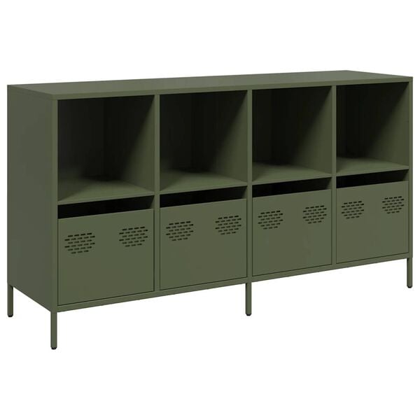 vidaXL Sideboard Olive Green Cold-Rolled Steel 53.1 x 15.4 x 28.9 in