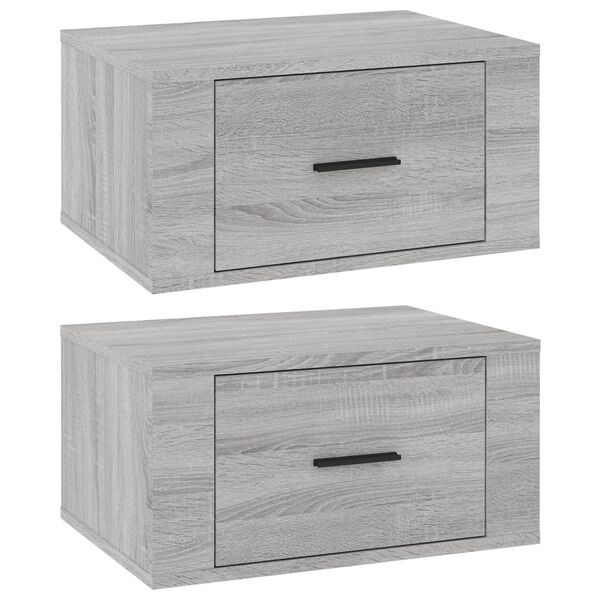 vidaXL Wall-mounted Nightstand Set of 2 Grey Sonoma Engineered wood
