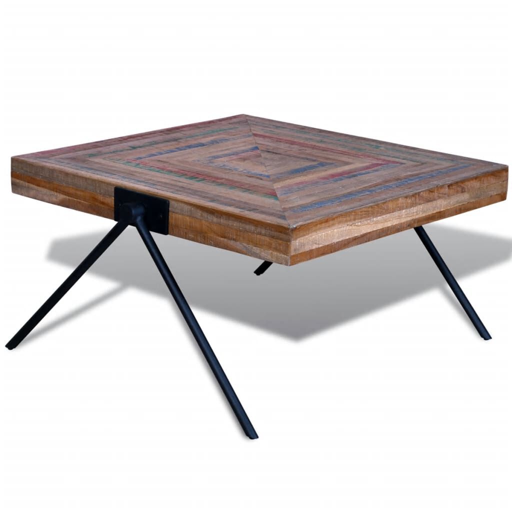vidaXL Table Various shades of teak, Black Reclaimed teak wood, painted iron