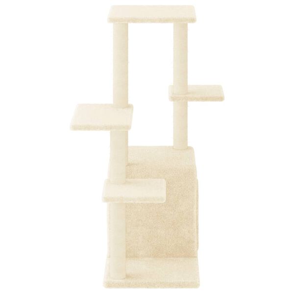 vidaXL Cat Tree Cream Engineered wood, plush, sisal 38.4 in Modern