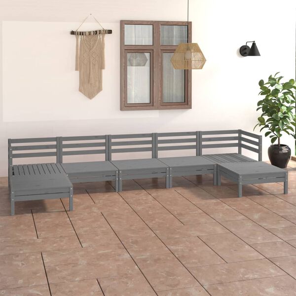 vidaXL Garden Lounge Set Gray Solid pinewood Medium Modular