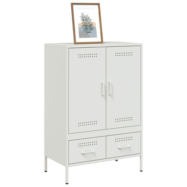 vidaXL Highboard White Cold-rolled steel Medium Adjustable Feet