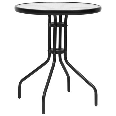 vidaXL Patio Table Black Ø23.6"x27.6" Steel