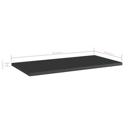 vidaXL Bookshelf Boards 4 pcs High Gloss Black 23.6"x11.8"x0.6" Engineered Wood