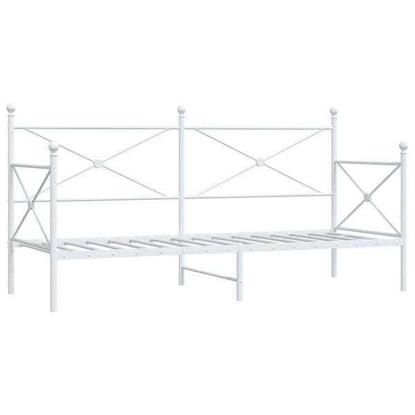 vidaXL Daybed With Trundle White Steel Twin Day Bed With Trundle