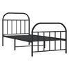 vidaXL Bed Frame Black Powder-Coated Steel Twin Bed Frame Rectangular