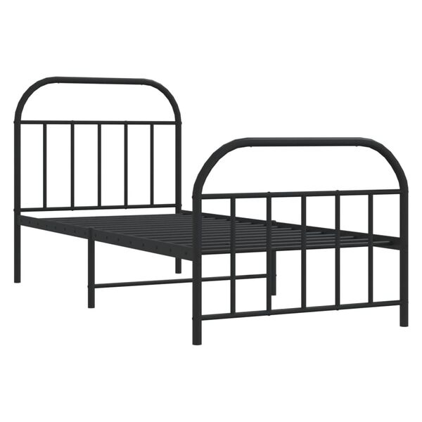 vidaXL Bed Frame Black Powder-Coated Steel Twin Bed Frame Rectangular