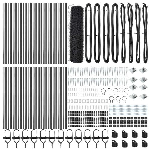 vidaXL Fence Post Grey 328.08 x 1.31 ft (1.42 in mesh) Steel and PVC