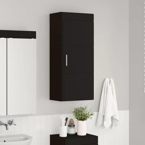 vidaXL Bathroom Wall Cabinet TULUM Black 14.57 x 9.65 x 33.86 in