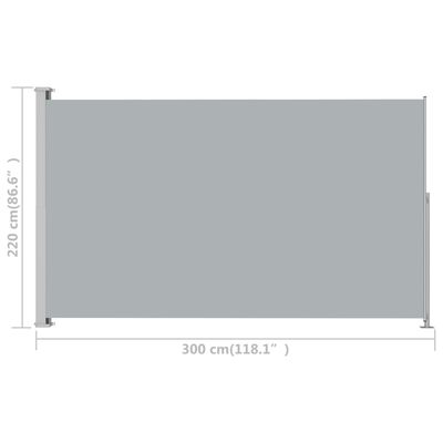vidaXL Patio Retractable Side Awning 86.6"x118.1" Gray