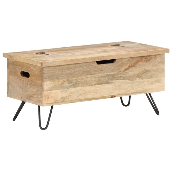 vidaXL Chest Natural wood Solid mango wood, Steel Medium Chest