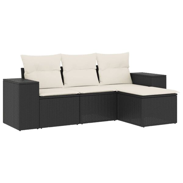 vidaXL Garden Sofa Set Black, Cream White