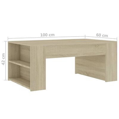vidaXL Coffee Table Sonoma Oak 39.4"x23.6"x16.5" Engineered Wood