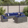 vidaXL Patio Lounge Set Set of 8 Gray Poly rattan Large