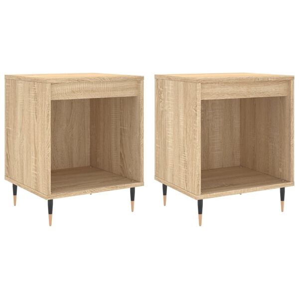 vidaXL Nightstand Set of 2 Sonoma Oak Engineered wood, Metal Small