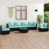 vidaXL Garden Lounge Set Black PE rattan Large Modular