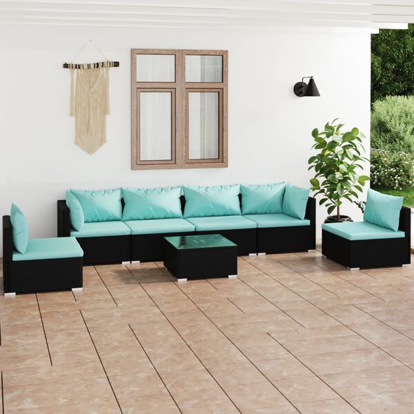 vidaXL Garden Lounge Set Black PE rattan Large Modular