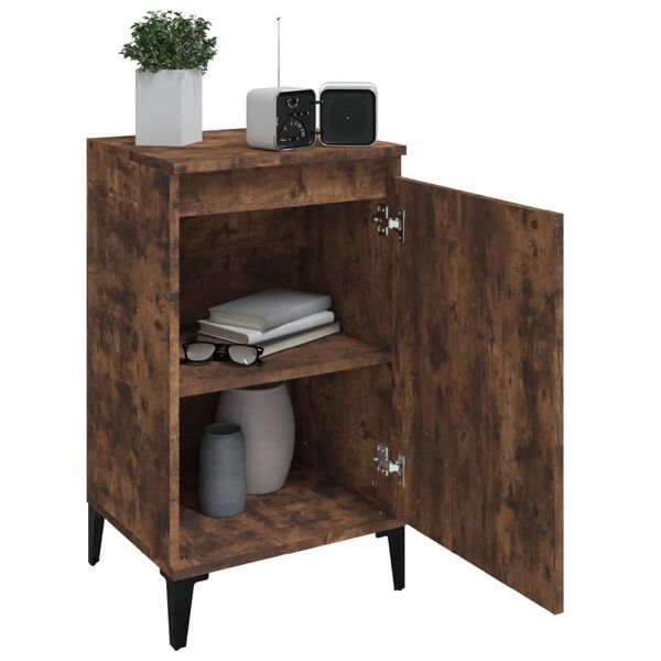 vidaXL Bedside Cabinet Set of 2 Smoked Oak Engineered wood, Metal Small