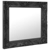 vidaXL Wall Mirror Black Wood, glass, engineered wood 23.6 in x 23.6 in