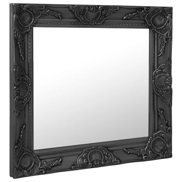 vidaXL Wall Mirror Black Wood, glass, engineered wood 23.6 in x 23.6 in