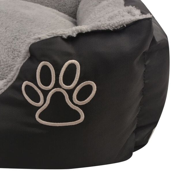 vidaXL Dog Bed Black and Grey PU-coated oxford fabric and faux fur XL