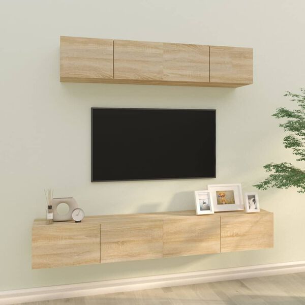 vidaXL TV Cabinet Set Set of 4 Sonoma Oak Engineered Wood Medium