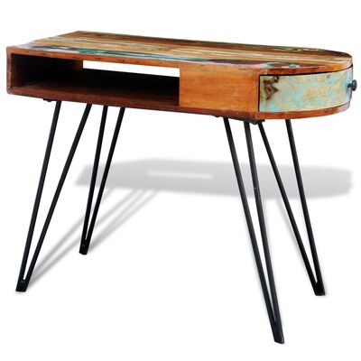 vidaXL Desk Reclaimed Solid Wood with Iron Legs