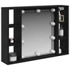 vidaXL Mirror Cabinet with Shelf Black Oak 29.92 x 5.91 x 21.65 in