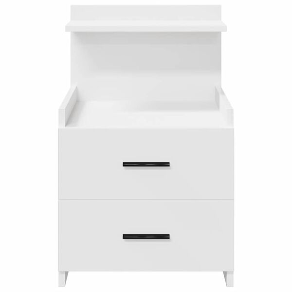 vidaXL Bedside Cabinet White Engineered wood Medium Bedside Cabinet