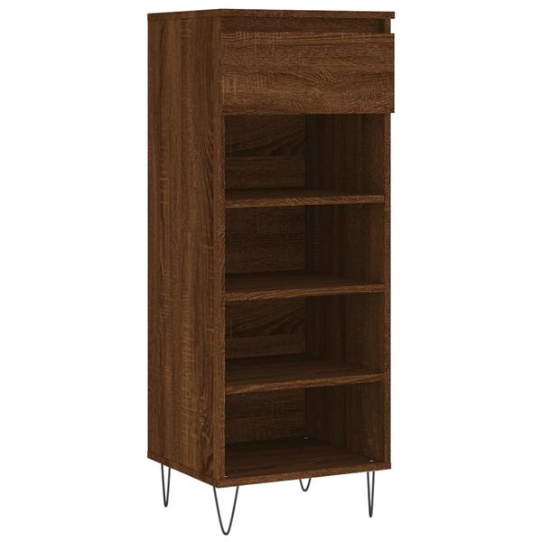 vidaXL Shoe Cabinet Brown Oak Engineered Wood and Metal Medium