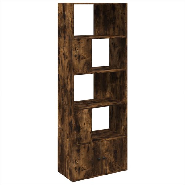 vidaXL Bookcase Smoked oak Engineered wood Tall Bookcase Rectangular