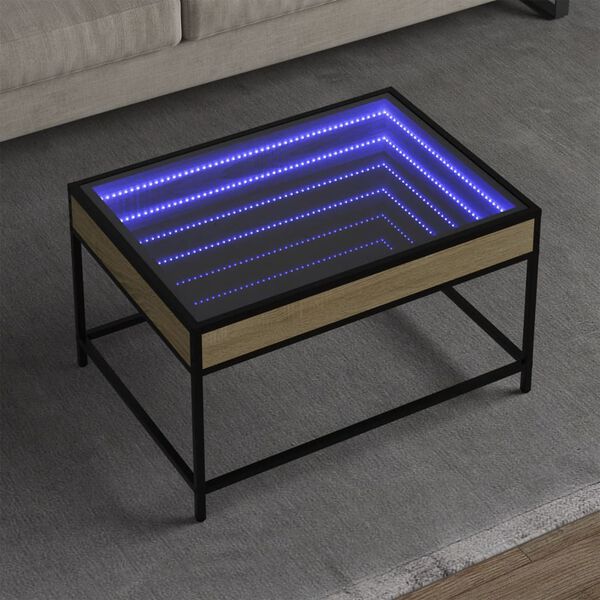 vidaXL Coffee Table Sonoma oak Engineered wood, glass 27.6 x 19.7 in