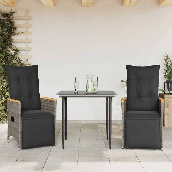 vidaXL Reclining Garden Chair Set of 2 Grey