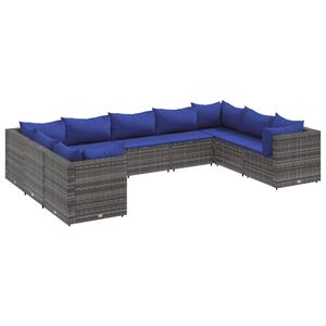 vidaXL Patio Lounge Set Gray, Dark Blue