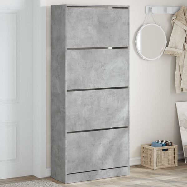 vidaXL Shoe Cabinet Concrete Gray Engineered Wood Tall Shoe Cabinet