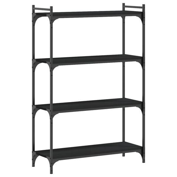 vidaXL Bookcase Black Engineered wood, metal Medium Adjustable Feet