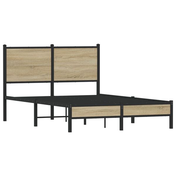 vidaXL Bed Frame Sonoma oak Steel, engineered wood Small Double