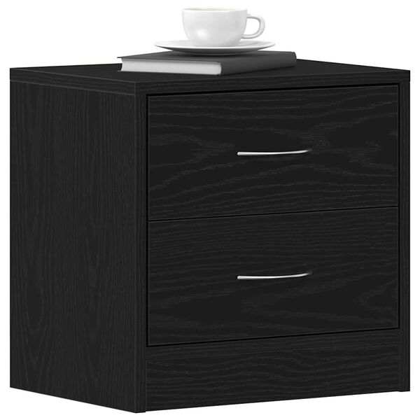 vidaXL Bedside Cabinet Black Oak Engineered Wood Bedside Cabinet