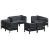 vidaXL Garden Lounge Set Black with Anthracite Cushions