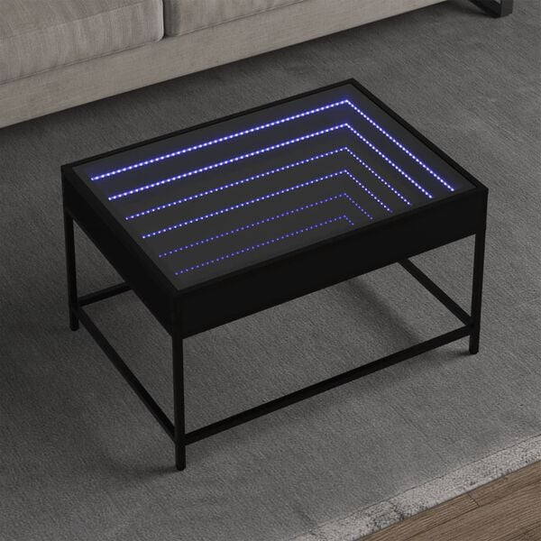 vidaXL Coffee Table Black Engineered wood, Glass Medium Modern