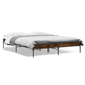 vidaXL Bed Frame Smoked oak Engineered wood, metal King Bed Frame