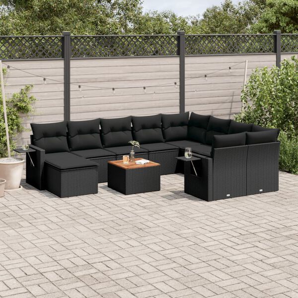 vidaXL Garden Sofa Set Black