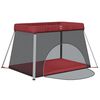 vidaXL Baby Playpen with Mattress Red Linen Fabric